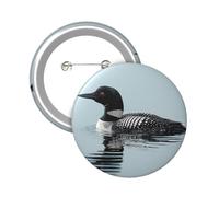 Button Badge 6 cm Metal Craft Round Button Pins Loon Nature Bird Buttons Badge Mini Motivational Broochs Pins Badges for Clothing Hat Decoration Costume Backpacks Accessory