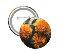 Button Badge 6 cm Metal Craft Round Button Pins Marigold Buttons Badge Mini Motivational Broochs Pins Badges for Clothing Hat Decoration Costume Backpacks Accessory
