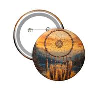 Button Badge 6 cm Metal Craft Round Button Pins Native American Dream Catcher Buttons Badge Mini Motivational Broochs Pins Badges for Clothing Hat Decoration Costume Backpacks Accessory