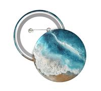 Button Badge 6 cm Metal Craft Round Button Pins Ocean Beach Theme Buttons Badge Mini Motivational Broochs Pins Badges for Clothing Hat Decoration Costume Backpacks Accessory