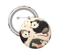 Button Badge 6 cm Metal Craft Round Button Pins Opossum pattern Buttons Badge Mini Motivational Broochs Pins Badges for Clothing Hat Decoration Costume Backpacks Accessory