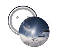 Button Badge 6 cm Metal Craft Round Button Pins Ski Lift at Sunshine Buttons Badge Mini Motivational Broochs Pins Badges for Clothing Hat Decoration Costume Backpacks Accessory