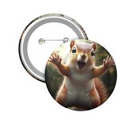 Button Badge 6 cm Metal Craft Round Button Pins Squirrel Funny Animal Buttons Badge Mini Motivational Broochs Pins Badges for Clothing Hat Decoration Costume Backpacks Accessory
