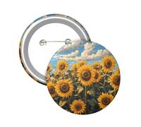 Button Badge 6 cm Metal Craft Round Button Pins Sunflowers Buttons Badge Mini Motivational Broochs Pins Badges for Clothing Hat Decoration Costume Backpacks Accessory
