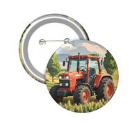 Button Badge 6 cm Metal Craft Round Button Pins Tractor Theme Buttons Badge Mini Motivational Broochs Pins Badges for Clothing Hat Decoration Costume Backpacks Accessory