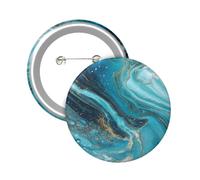 Button Badge 6 cm Metal Craft Round Button Pins Turquoise Blue Buttons Badge Mini Motivational Broochs Pins Badges for Clothing Hat Decoration Costume Backpacks Accessory