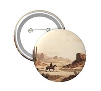 Button Badge 6 cm Metal Craft Round Button Pins West Desert Cactus Buttons Badge Mini Motivational Broochs Pins Badges for Clothing Hat Decoration Costume Backpacks Accessory