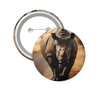 Button Badge 6 cm Metal Craft Round Button Pins Wildlife black rhinoceros Buttons Badge Mini Motivational Broochs Pins Badges for Clothing Hat Decoration Costume Backpacks Accessory