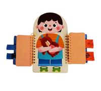 Button Board - Portable Wooden Activity Learning Toy Interactive Learning Game Set Skill Development With Zipper Elements Lacing Buckle | Fine Motor Skills For Kids