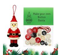 Button Christmas Decorations - Complete DIY Kit for Making Pendants | Set of Creation of Santa Claus, Angel, Snowman | for Decorating Tree, Home, Car or