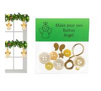 Button Christmas Decorations - Complete DIY Kit for Making Pendants | Set of Creation of Santa Claus, Angel, Snowman | for Decorating Tree, Home, Car or