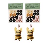 Button Christmas French Bulldog Kit, 2 Pack DIY Christmas Handmade Button Decorations, C-Hristmas Tree Dog Figurine Hanging Decorations for Women Men Boy Girl Family Holiday Decorating Walls