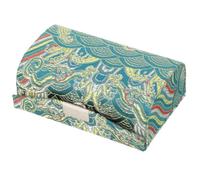 Button Closure Double Lipstick Case Cloth Chinese Style Portable | Printed Pattern, Purse Organization for Sewing Pins and Needles, Elegant Look for Parties, Weddings and Birthdays
