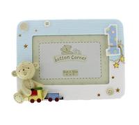 Button Corner Cute Teddy Bear 1st Birthday Photo Frame - Blue, Clear, 200g WBM-GFT05