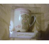 Button Corner - Grandma Mug with Bear Design - Gift Boxed (Colour: Pink/Cream)