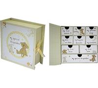 Button Corner Paperwrap Book Baby Keepsake Box With Drawers CG689