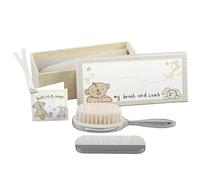Button Corner Silverplated Brush & Comb Set