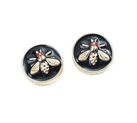 Button Covers 2PCS Button Covers Set Black Enamel Round Cufflinks Apparel Decorative for Shirts Tuxedos Dresses(GOLD 17.5mm)