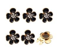 Button Covers, 6Pcs Zinc Alloy Detachable Camellia Flower Cufflinks for Business Suits Blouses Jeans Sewing DIY Craft Women Men