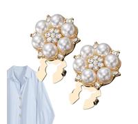 -Button Covers - Blouse Clip Buttons with Pearl Rhinestones Decorative Cufflinks Style 24mm Size + Universal Token Premium Alloy and Jewel Finish | for Business