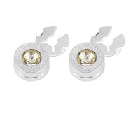 Button Covers for Men Crystal Flat Round Button Cuffs Cufflinks for Wedding and Formal Event Accessories, S, Metal Crystal, no gemstone