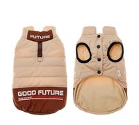 Button Design Cold-Proof Warm Dog Cotton-Padded Jacket Waterproof Windproof Bulldog Shiba Inu Labrador Jacket With D-Ring,Dark Brown,2XL