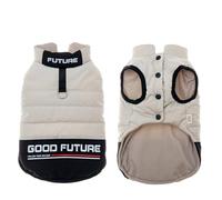 Button Design Cold-Proof Warm Dog Cotton-Padded Jacket Waterproof Windproof Bulldog Shiba Inu Labrador Jacket With D-Ring,Black,S