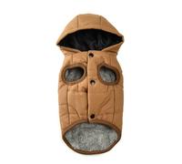Button Design Fleece Warm Chihuahua Pug Shiba Inu Jacket With D-Ring Windproof And Waterproof Pet Hoodie,Brown,XL
