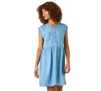 Button Detail Gathered Dress Roman Light Blue 18