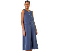 Button Detail Midi Stretch Dress Roman Blue 12