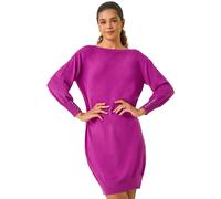 Button Detail Slash Neck Knitted Stretch Dress Roman Magenta 20