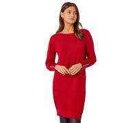 Button Detail Slash Neck Knitted Stretch Dress Roman Red 10