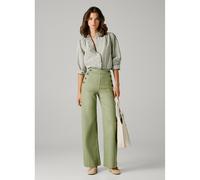 Button Detail Wide Leg Trousers Khaki Green