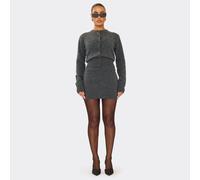 Button Down Cardigan In Dark Grey Soft Knit, Women's Size UK S