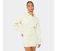 Button Down Collar Detail Jumper Dress In Cream, Women's Size UK 10