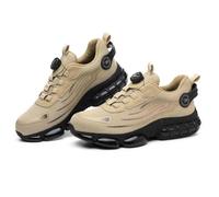 Button-Down Lace Work Safety Shoes, Anti-Smashing and Anti-Puncture Steel Toe Shoes, Industrial Construction Labor Insurance Footwear, Adventure Protection Sneakers(Beige,EU 48)