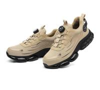 Button-Down Lace Work Safety Shoes, Anti-Smashing and Anti-Puncture Steel Toe Shoes, Industrial Construction Labor Insurance Footwear, Adventure Protection Sneakers(Beige,EU 41)