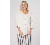 Button-Down Linen Mix Top Saloos White 14