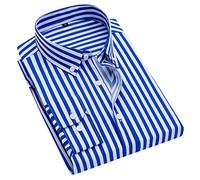 Button Down Shirt Mens, Long Sleeve Shirts Lapel Vertical Striped Shirt Loose Fit Formal Dress Shirts Non Iron Work Tops Comfortable Oxford Top Fashion Business Tops Light Office Top