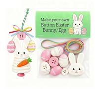 Button Easter Carrot Craft Kits,DIY Button Bunny Ornament Kit,Includes Bunnies/Easter Eggs/Rabbit Heads/Carrots,Hanging Party Home Decorations Gift,Easters Basket Filler Party Gift Decor for All Ages
