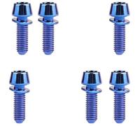 Button Head Socket Cap Screws Bolts, 6 Pcs Titanium Tapered Head Bolt with Washer, M6 Size, Colorful Titanium Alloy Fastener for Bicycle, Lightweight and Resistant Blue M6*25(Blue,M6x20)