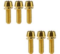 Button Head Socket Cap Screws Bolts, 6 Pcs Titanium Tapered Head Bolt with Washer, M6 Size, Colorful Titanium Alloy Fastener for Bicycle, Lightweight and Resistant Blue M6*25(Gold,M6x16)