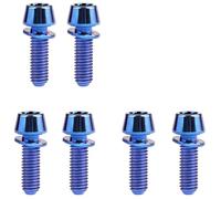 Button Head Socket Cap Screws Bolts, 6Pcs Titanium M6 Size Allen Hex Tapered Head Bolt for Bicycle Fitting Screw Gold M6×20(Blue,M6x16)