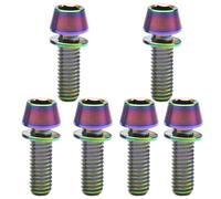 Button Head Socket Cap Screws Bolts, 6Pcs Titanium M6 Size Allen Hex Tapered Head Bolt for Bicycle Fitting Screw Gold M6×20(Rainbow,M6x20)