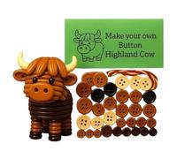 Button Highland Cow Christmas Set, Make Your Own Highland Cow Tree Decorations, Christmas Buttons For Crafting, Holiday Tree Hanging Crafts For Family Activity