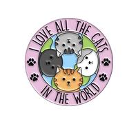 Button Jewels Cute Cat Enamel Pin Indoor Kids Club Animals Brooch Backpack Pins Clothes Badge Metal Jewelry Gift For Friends Cardigan Clasp Closure Clip
