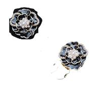Button Jewels Women's Floral Enamel Camellia Pearl Flower Cufflinks for Jewellery Making Apparel Craft Accessories 4 Pieces One Size