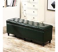 Button Leather Storage Ottoman Bench,Rectangle Lift Top Storage Bench Ottoman Seat,End Of Bed Bench Decorative Furniture-Green 60x45x45cm(24x18x18inch)