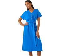 Button Linen Mix Midi Dress Roman Royal 18