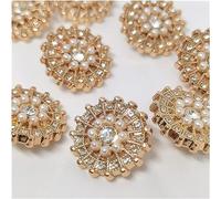 Button,Luxury Buttons,Sewing Button17/25MM Gold Rhinestone Anchor Fit for Clothing Decor Pearl Beaded Vintage Crafts Accessories DIY 6pcs Color : OneColorSize